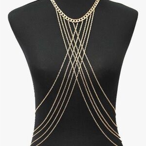 Gold Sleeveless Body Chain Jewelry